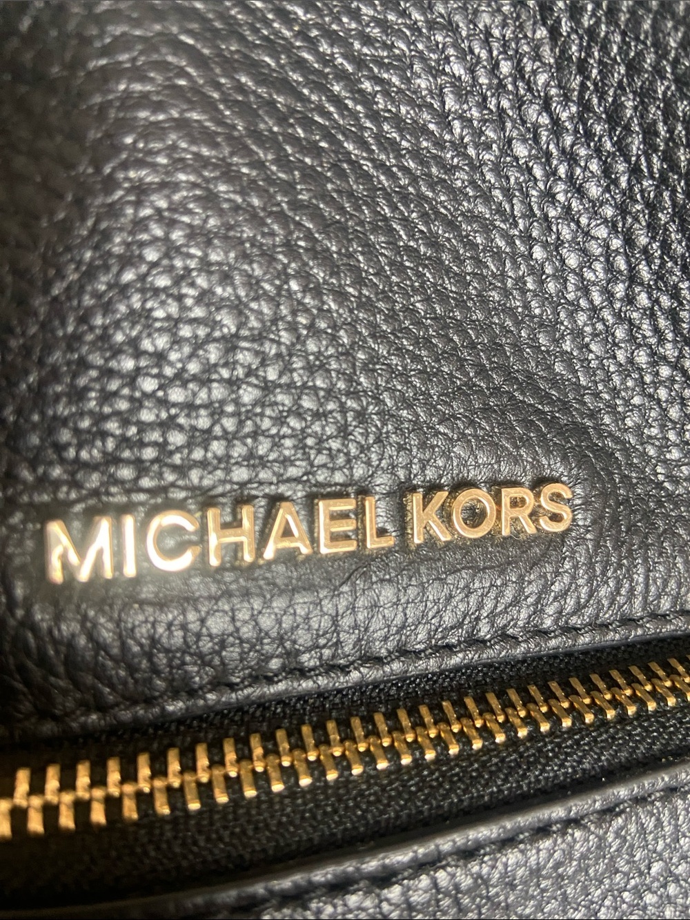 Michael Kors Black Pebbled Leather Backpack with Gold Hardware Accents - Picture 2 of 10